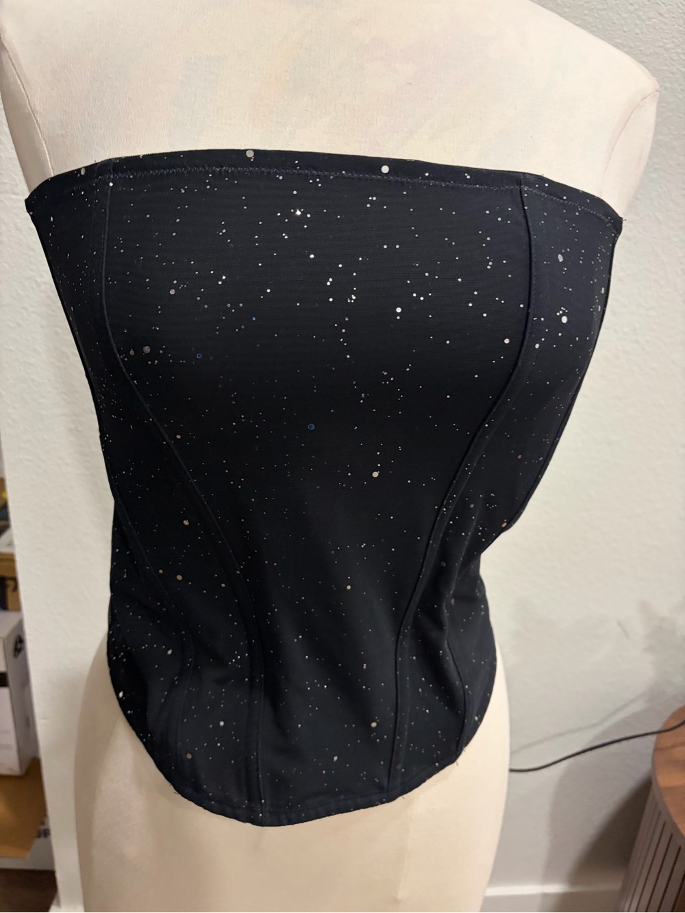 Strapless Black Sparkle Corset Top